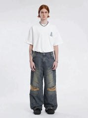 Tijn | Baggy Jeans voor heren in de kleur Blauw voor heren in Streetwear stijl ideaal voor de herfst.