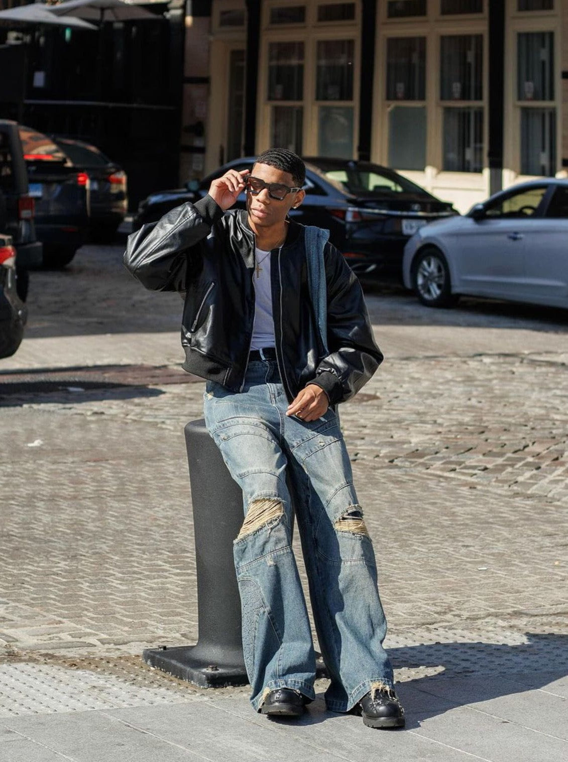 Tijn | Baggy Jeans voor heren in de kleur Blauw voor heren in Streetwear stijl ideaal voor de herfst.