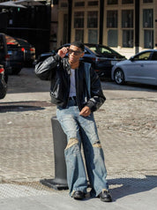 Tijn | Baggy Jeans voor heren in de kleur Blauw voor heren in Streetwear stijl ideaal voor de herfst.