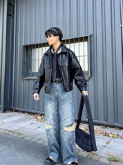 Tijn | Baggy Jeans voor heren in de kleur Blauw voor heren in Streetwear stijl ideaal voor de herfst.