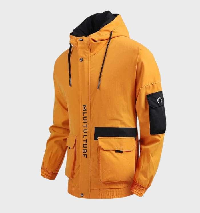 Tom | Warme, lichtgewicht waterdichte jas met zakken en capuchon in de kleur Grijs voor heren in Outdoor stijl ideaal voor de herfst.