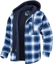 Tommy Jas | Geruit heren vest met capuchon en warme voering in de kleur Wit/Lichtblauw voor heren in stijl ideaal voor de herfst.