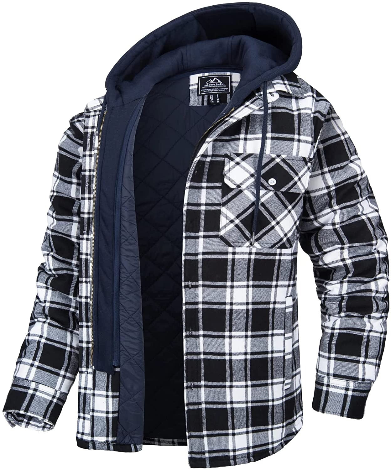 Tommy Jas | Geruit heren vest met capuchon en warme voering in de kleur Zwart/Wit voor heren in stijl ideaal voor de herfst.