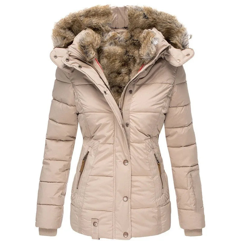 Tommy | jasje voor dames met kraag en bont in de kleur Beige voor dames in stijl ideaal voor de winter
