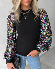 Top met kleurrijke ballonmouwen in de kleur Zwart voor in stijl geschikt voor alle seizoenen.