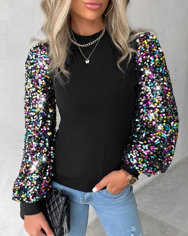 Top met kleurrijke ballonmouwen in de kleur Zwart voor in stijl geschikt voor alle seizoenen.