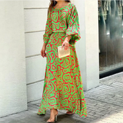 Tweedelige-set Sofia in de kleur Groen/Rood voor dames in stijl ideaal voor de zomer.