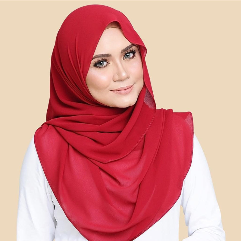 Vardi | Ultralichte & comfortabele chiffon hijab in de kleur Rood voor dames in stijl geschikt voor alle seizoenen.