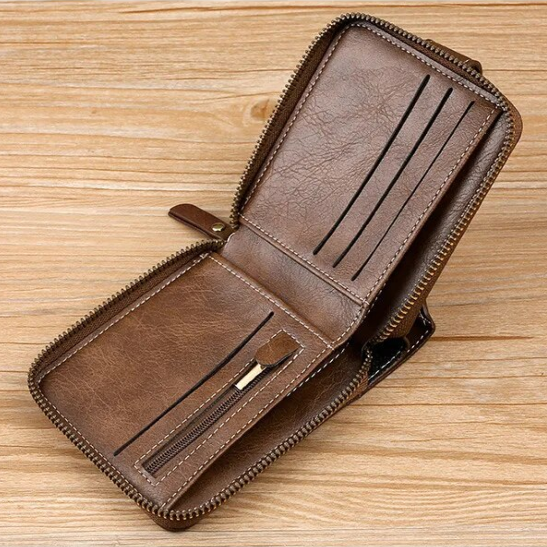 Vintage Lederen Portemonnee | Klassiek & Stijlvol in de kleur Zwart voor heren in Heritage stijl geschikt voor alle seizoenen.