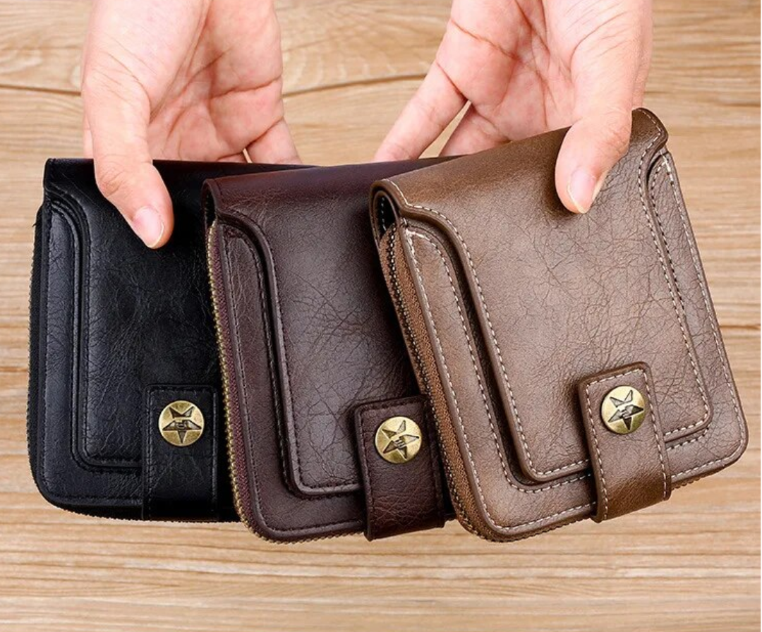 Vintage Lederen Portemonnee | Klassiek & Stijlvol in de kleur Zwart voor heren in Heritage stijl geschikt voor alle seizoenen.