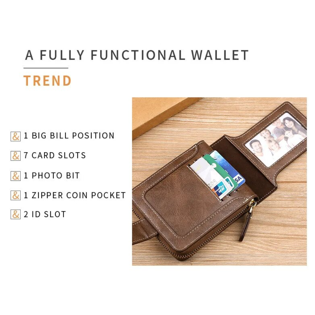 Vintage Lederen Portemonnee | Klassiek & Stijlvol in de kleur Zwart voor heren in Heritage stijl geschikt voor alle seizoenen.