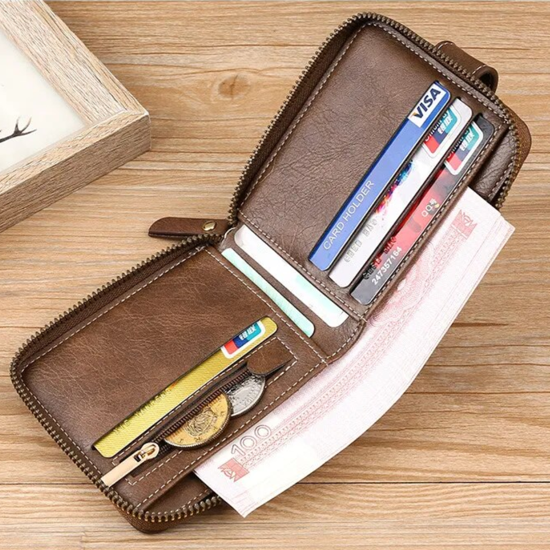 Vintage Lederen Portemonnee | Klassiek & Stijlvol in de kleur Zwart voor heren in Heritage stijl geschikt voor alle seizoenen.