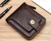 Vintage Lederen Portemonnee | Klassiek & Stijlvol in de kleur Koffie voor heren in Heritage stijl geschikt voor alle seizoenen.