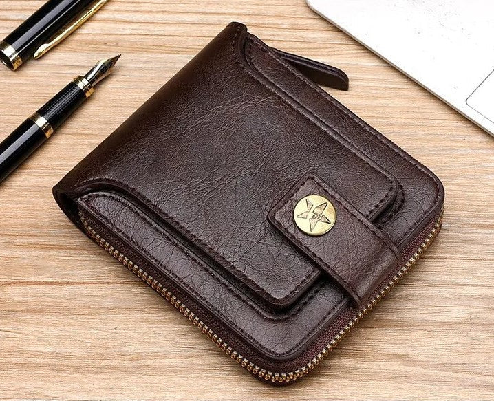 Vintage Lederen Portemonnee | Klassiek & Stijlvol in de kleur Koffie voor heren in Heritage stijl geschikt voor alle seizoenen.