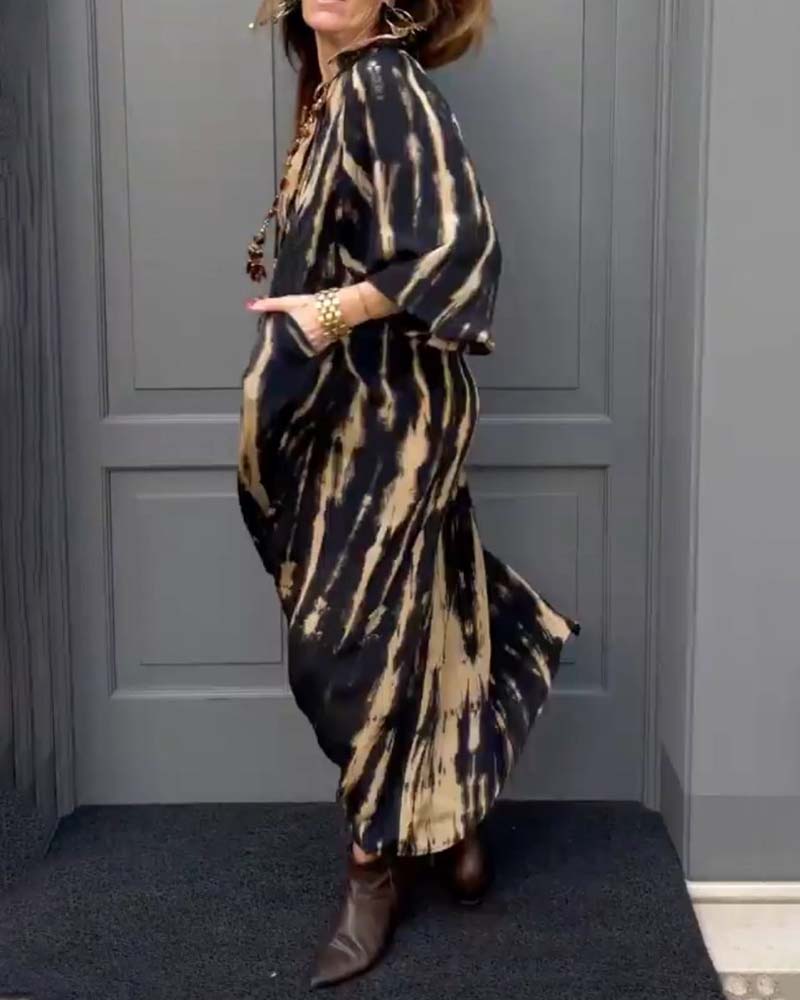 Vintage maxi jurk met zakken in de kleur Khaki voor dames in Heritage stijl ideaal voor de lente.