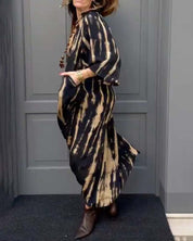 Vintage maxi jurk met zakken in de kleur Khaki voor dames in Heritage stijl ideaal voor de lente.