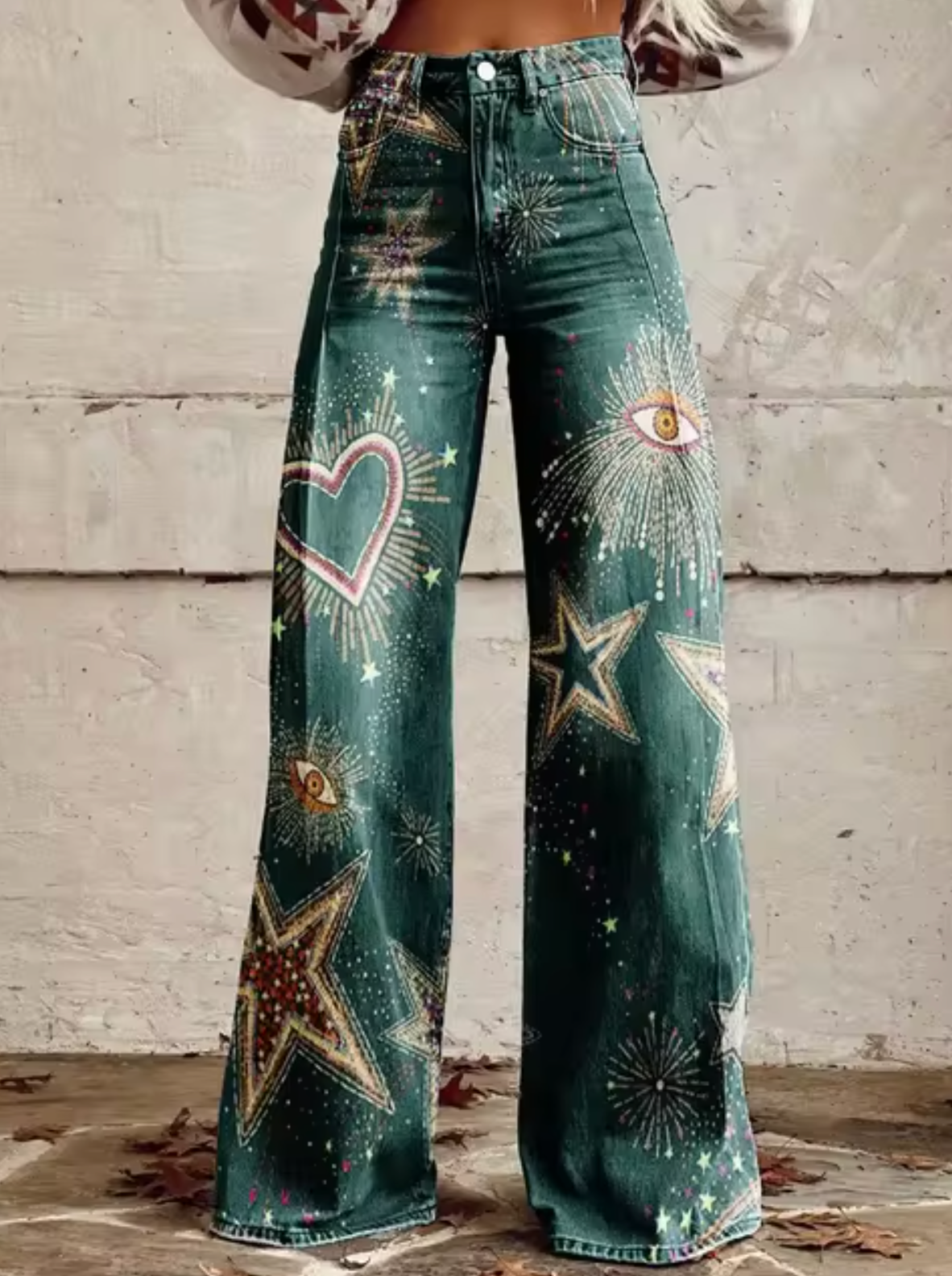 Sophie | Stijlvolle Wijde Broek met Kleurrijke Print