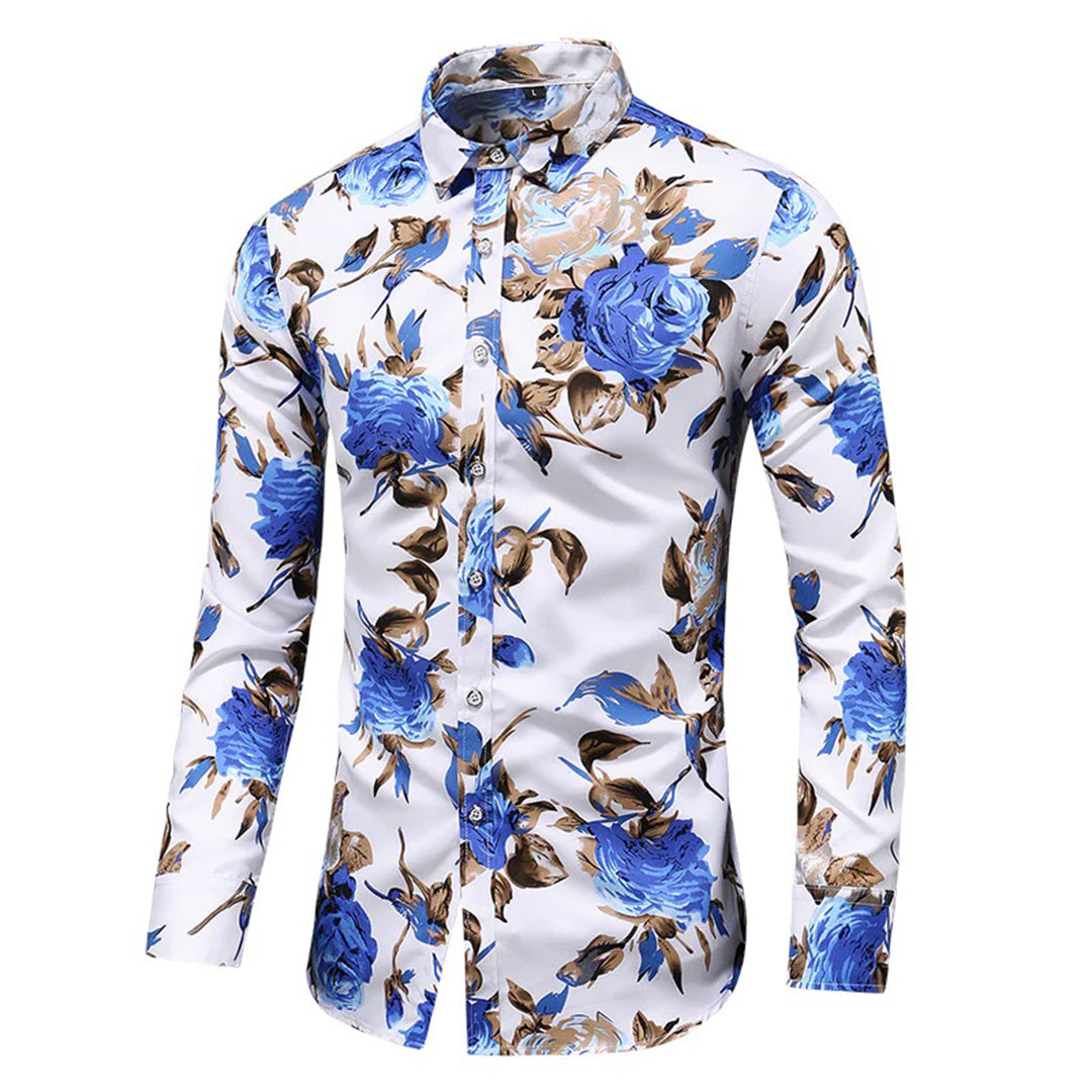 Wendell | Heren overhemd met bloemenprint in de kleur Blauw voor heren in stijl ideaal voor de herfst.