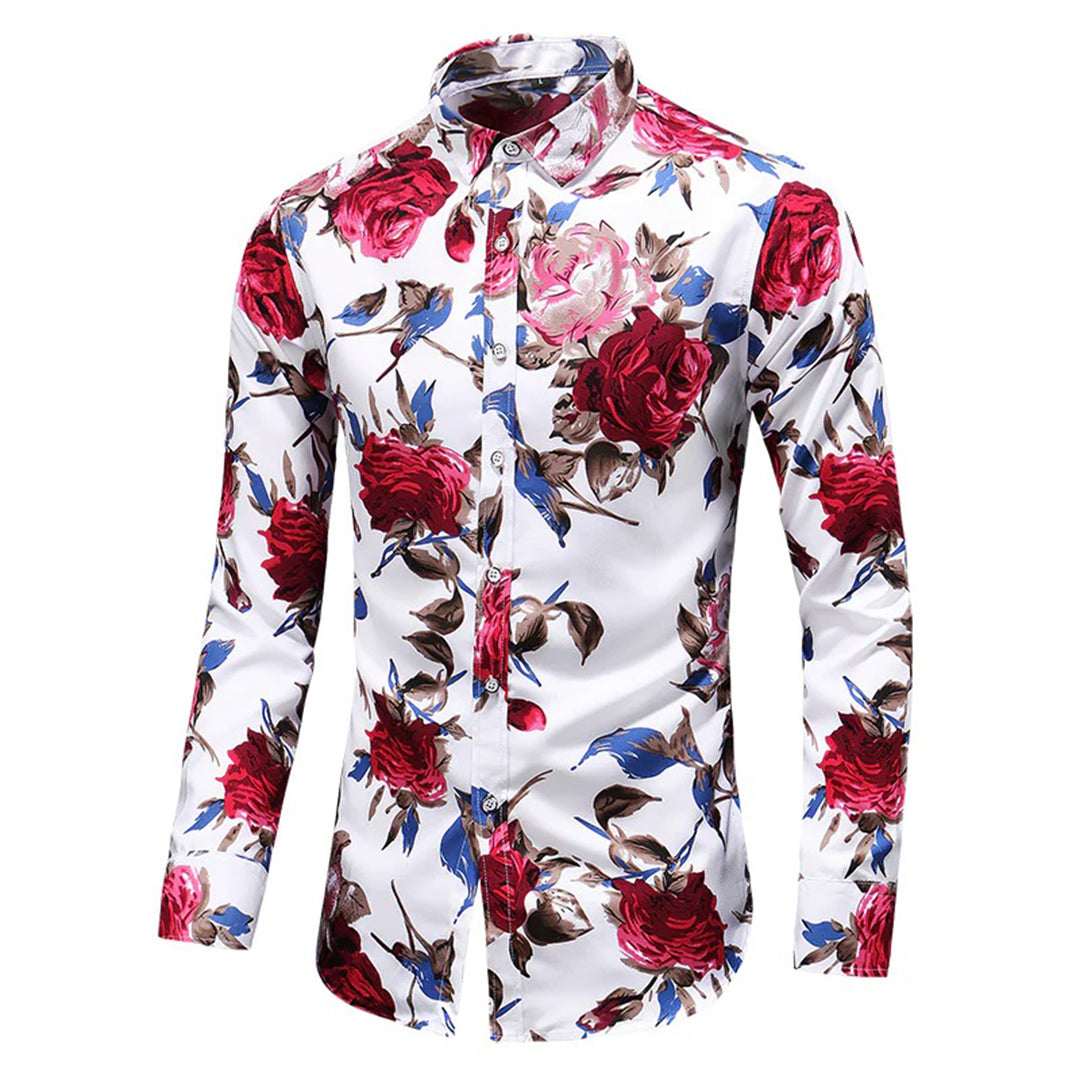 Wendell | Heren overhemd met bloemenprint in de kleur Zwart voor heren in stijl ideaal voor de herfst.