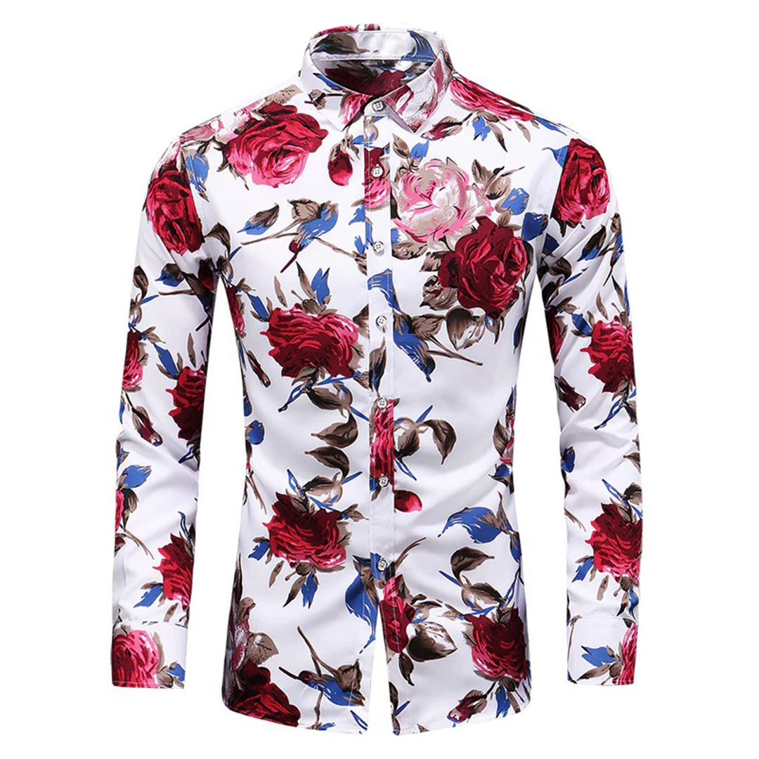 Wendell | Heren overhemd met bloemenprint in de kleur Rood voor heren in stijl ideaal voor de herfst.