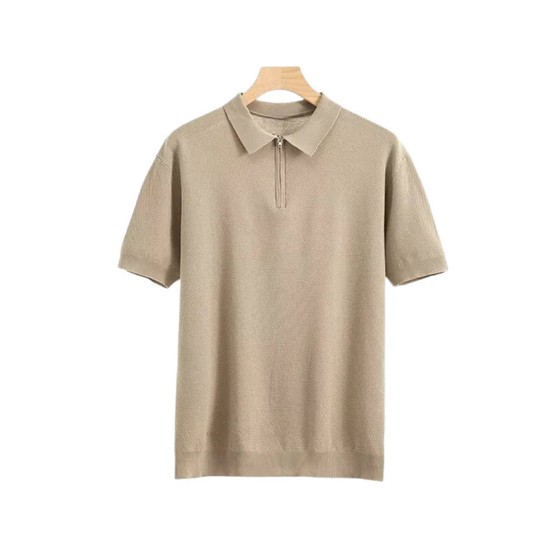 Willem | Lange mouw poloshirt in de kleur Beige voor heren in Smart-casual stijl geschikt voor alle seizoenen.