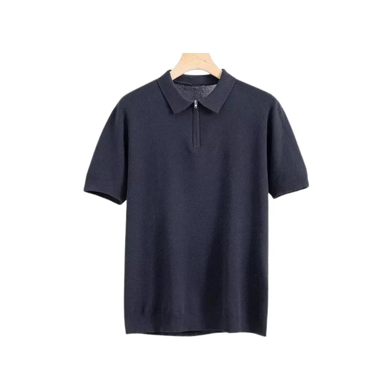Willem | Lange mouw poloshirt in de kleur Marineblauw voor heren in Smart-casual stijl geschikt voor alle seizoenen.
