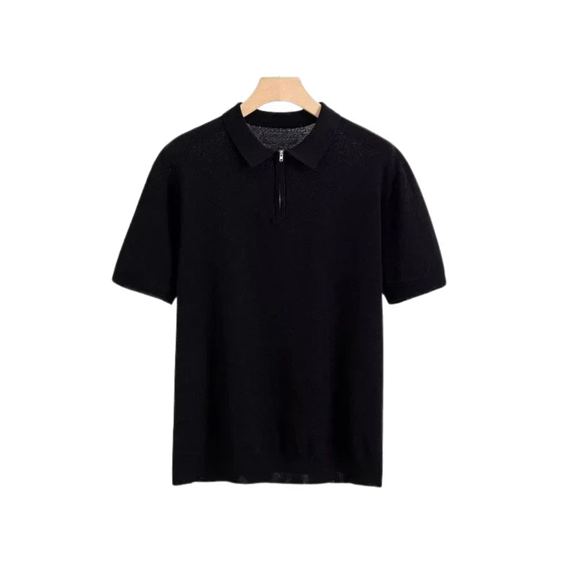 Willem | Lange mouw poloshirt in de kleur Zwart voor heren in Smart-casual stijl geschikt voor alle seizoenen.
