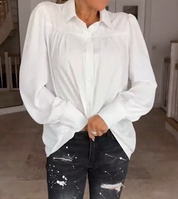 Witte blouse met pofmouwen in de kleur Wit voor dames in stijl ideaal voor de herfst.