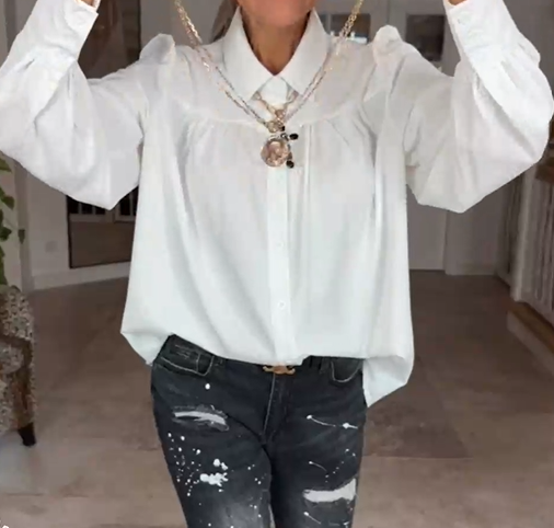 Witte blouse met pofmouwen in de kleur Wit voor dames in stijl ideaal voor de herfst.