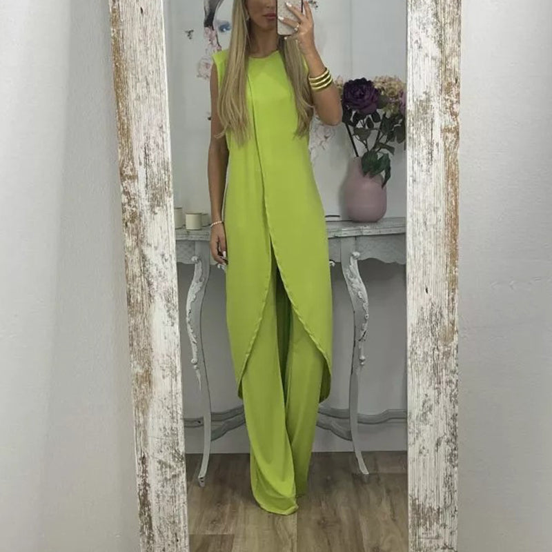 Yasmine | Tweedelige damesjurk voor stijlvolle looks in de kleur Groen voor dames in stijl ideaal voor de herfst.