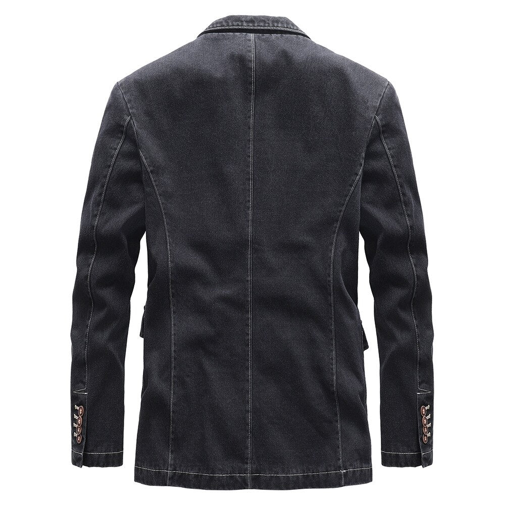 Zakelijke denim jacket in de kleur Zwart voor heren in Heritage stijl ideaal voor de zomer.