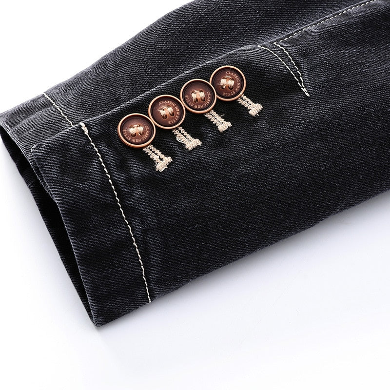 Zakelijke denim jacket in de kleur Zwart voor heren in Heritage stijl ideaal voor de zomer.