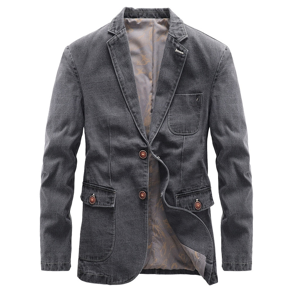 Zakelijke denim jacket in de kleur Grijs voor heren in Heritage stijl ideaal voor de zomer.