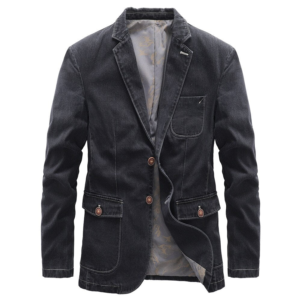 Zakelijke denim jacket in de kleur Zwart voor heren in Heritage stijl ideaal voor de zomer.