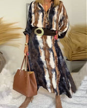 A-lijn herfstjurk in herfstkleuren in de kleur Grijs/Bruin voor dames in stijl ideaal voor de herfst.