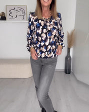 Bedrukte elegante blouse met bandjes in de kleur Gemengde kleur voor dames in stijl ideaal voor de herfst.