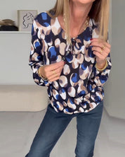 Bedrukte elegante blouse met bandjes in de kleur Gemengde kleur voor dames in stijl ideaal voor de herfst.