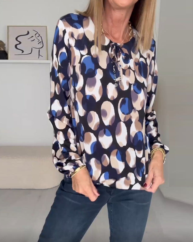 Bedrukte elegante blouse met bandjes in de kleur Gemengde kleur voor dames in stijl ideaal voor de herfst.
