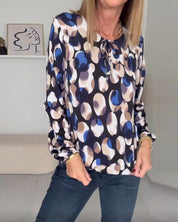 Bedrukte elegante blouse met bandjes in de kleur Gemengde kleur voor dames in stijl ideaal voor de herfst.