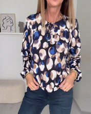 Bedrukte elegante blouse met bandjes in de kleur Gemengde kleur voor dames in stijl ideaal voor de herfst.