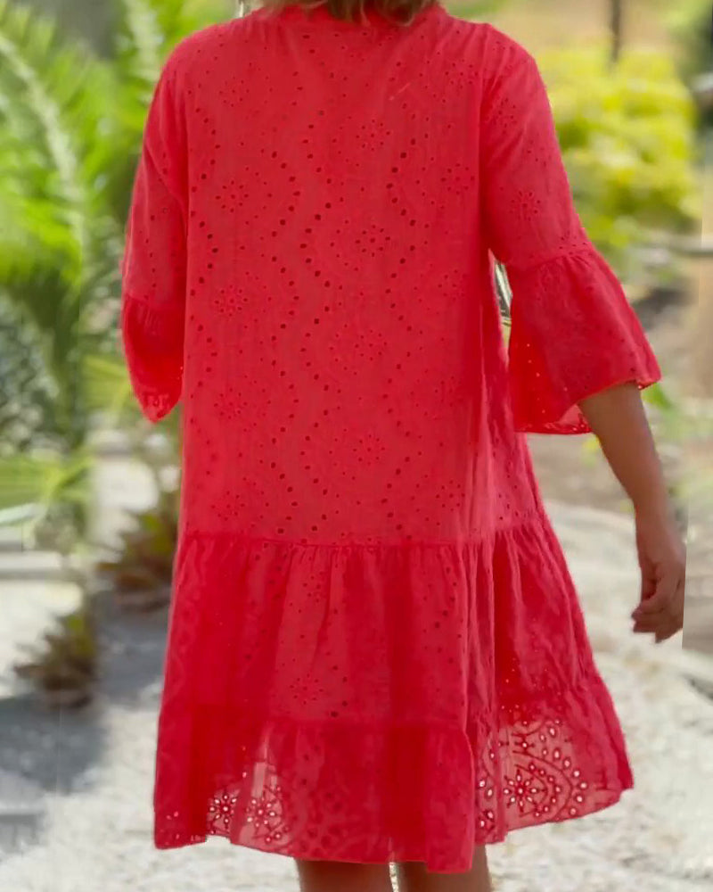 Boho zomerjurk in de kleur Rood voor dames in stijl ideaal voor de zomer.