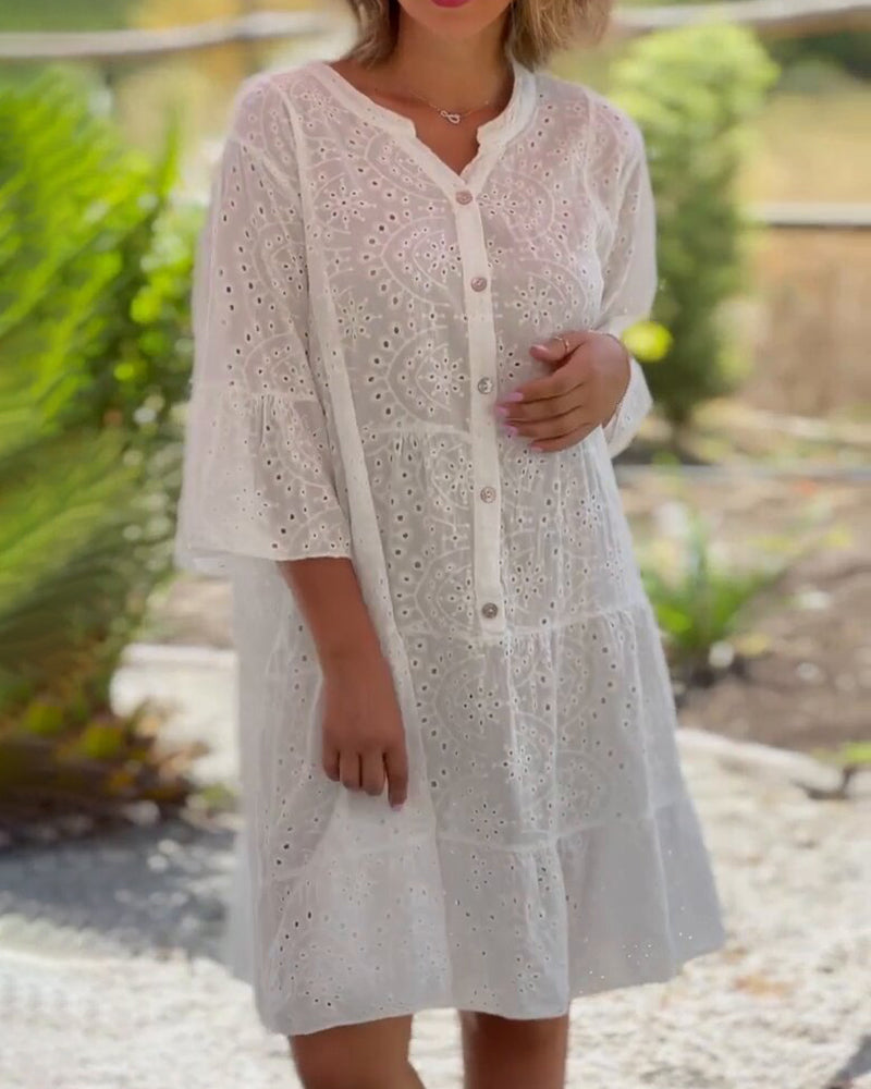 Boho zomerjurk in de kleur Wit voor dames in stijl ideaal voor de zomer.