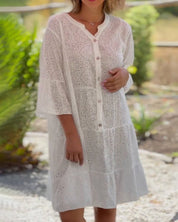 Boho zomerjurk in de kleur Wit voor dames in stijl ideaal voor de zomer.