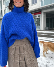 Casual effen gekleurde coltrui in de kleur Blauw voor dames in stijl ideaal voor de herfst.