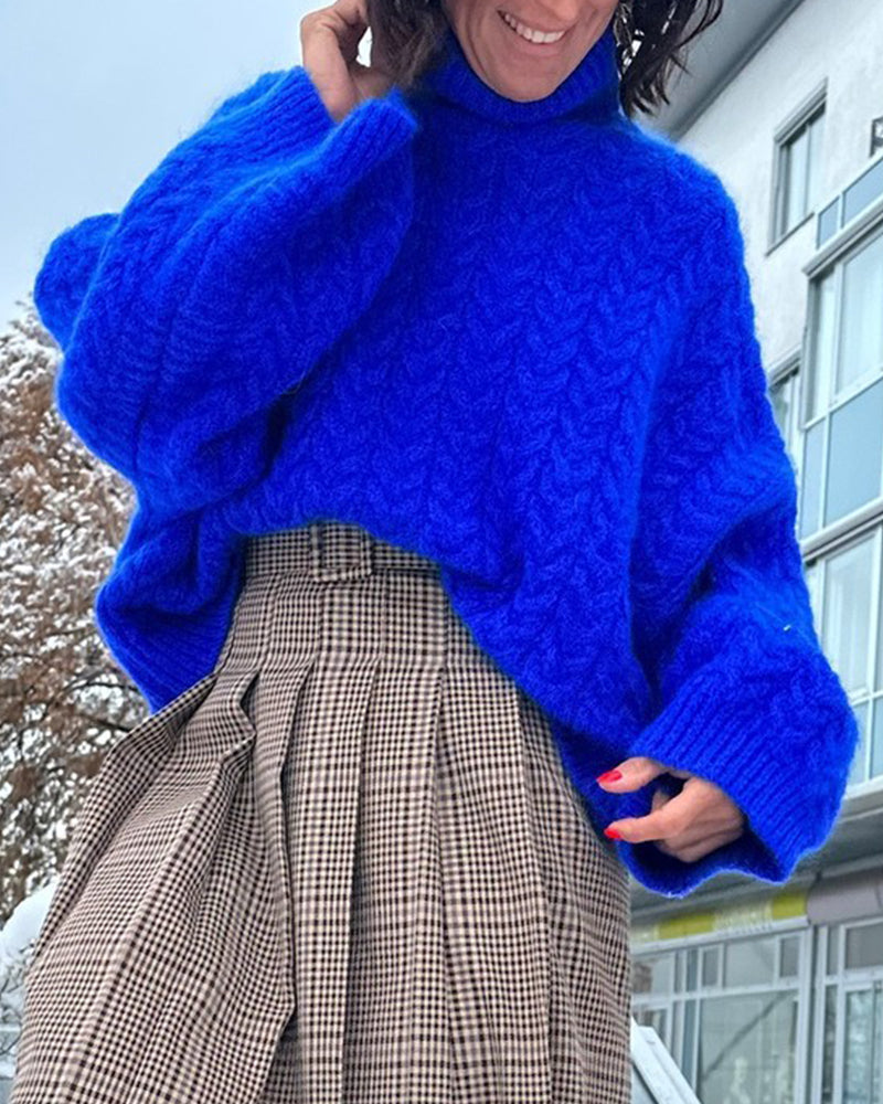 Casual effen gekleurde coltrui in de kleur Blauw voor dames in stijl ideaal voor de herfst.