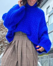 Casual effen gekleurde coltrui in de kleur Blauw voor dames in stijl ideaal voor de herfst.