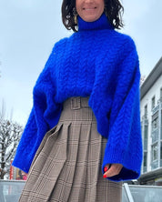 Casual effen gekleurde coltrui in de kleur Blauw voor dames in stijl ideaal voor de herfst.