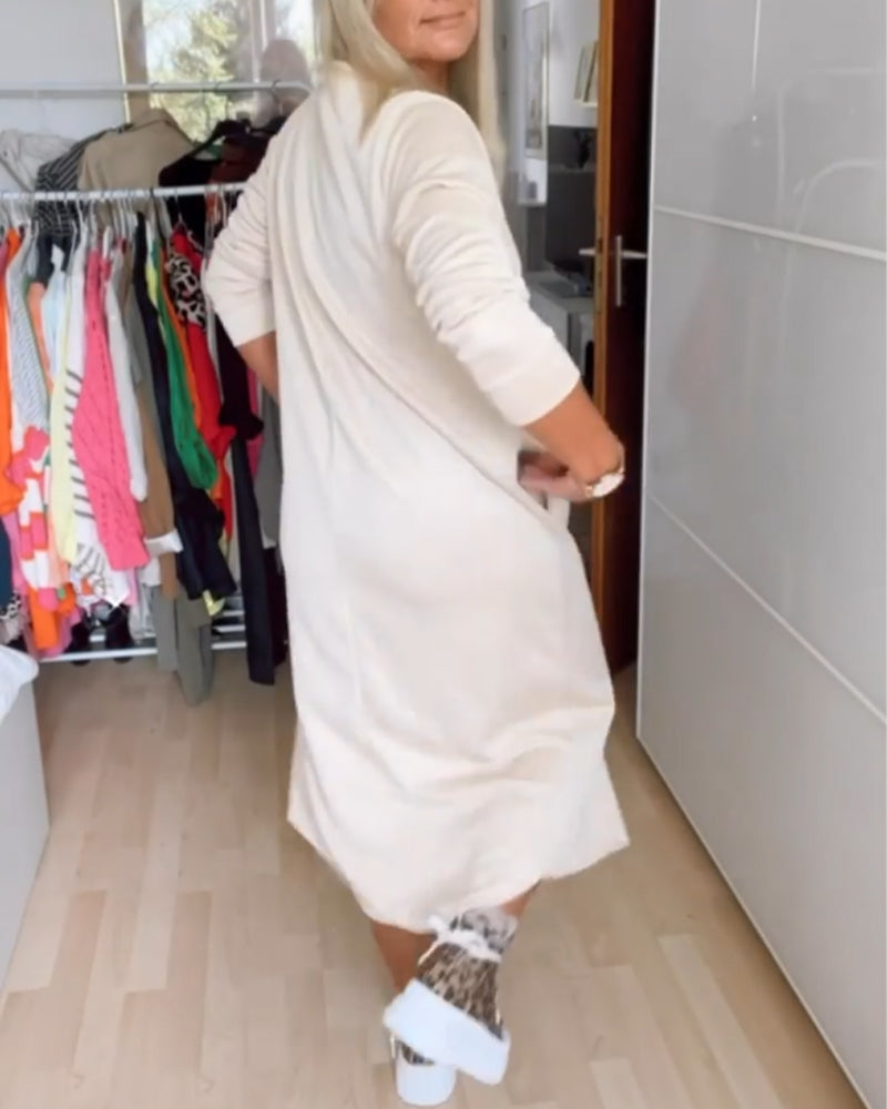 Casual Jurk met ronde hals in de kleur Wit voor dames in stijl ideaal voor de herfst.