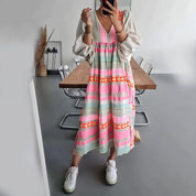 Comfortabele Zomerjurk Sandra in de kleur Roze voor dames in stijl ideaal voor de lente.