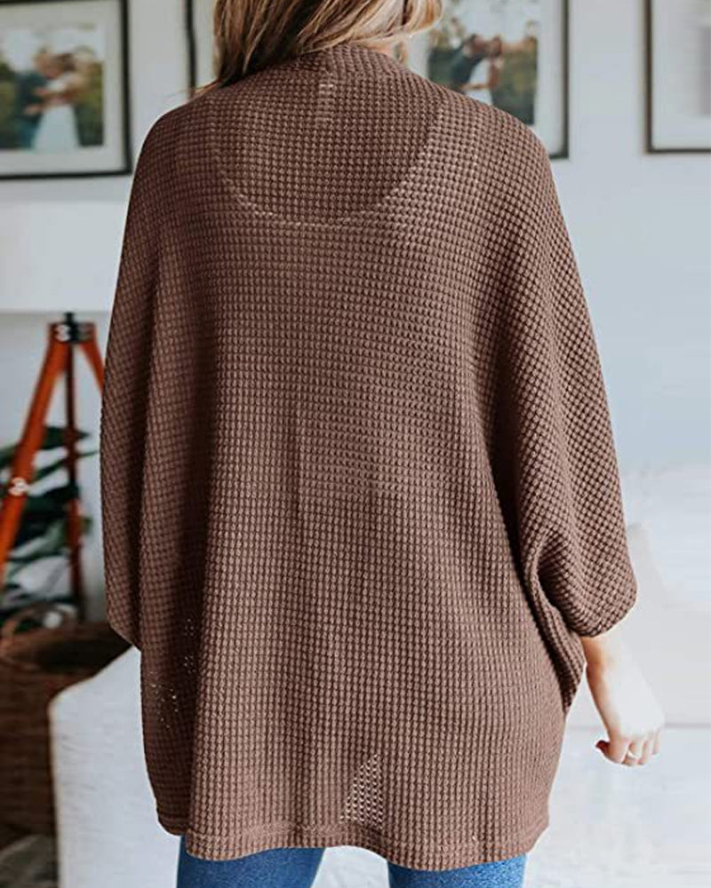 Effen Cardigen met 3/4 mouwen in de kleur Violet voor dames in stijl ideaal voor de herfst.